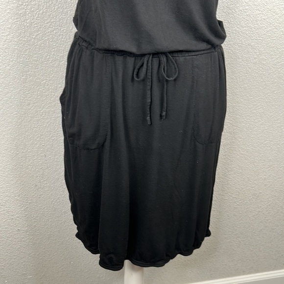 32 Cool Black T-Shirt Drawstring Waist Midi Dress Size Small - Picture 3 of 7